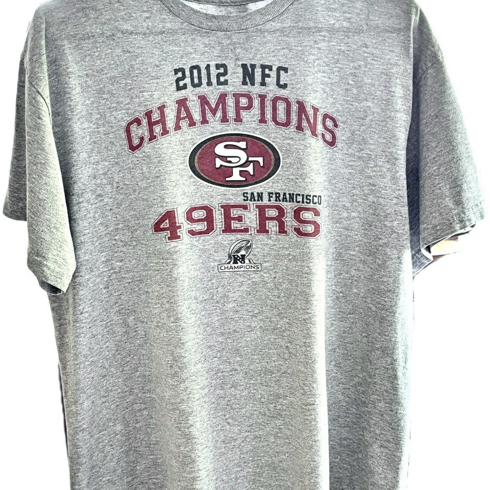 2012 NFL AUTHENTIC 49er Championship T-Shirt! Gray Heather Great PO Condition L - Picture 3 of 6